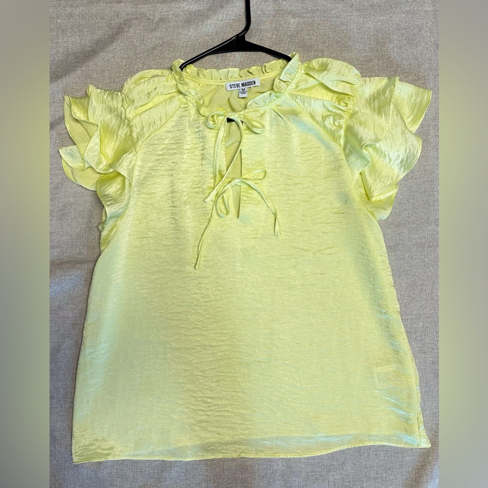 Steve Madden Ruffleed Necklace Blouse